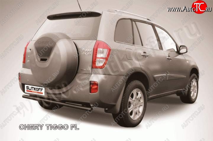 5 489 р. Защита заднего бампера из трубы d57 Slitkoff  Chery Tiggo T11 (2013-2016) рестайлинг (Цвет: серебристый)  с доставкой в г. Воронеж