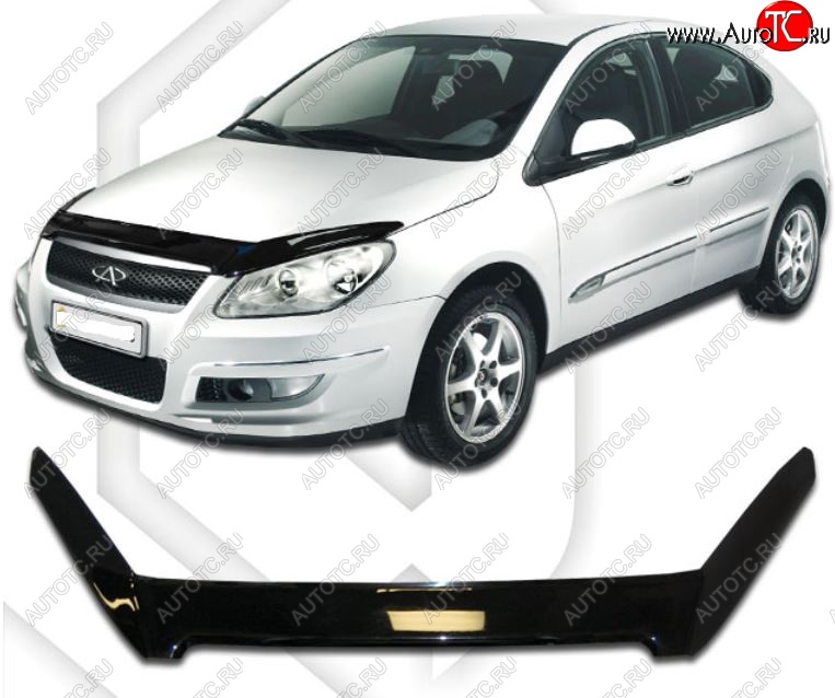 2 159 р. Дефлектор капота CA-Plastic  Chery M11  A3 (2008-2017) хэтчбэк, седан (Classic черный, Без надписи)  с доставкой в г. Воронеж