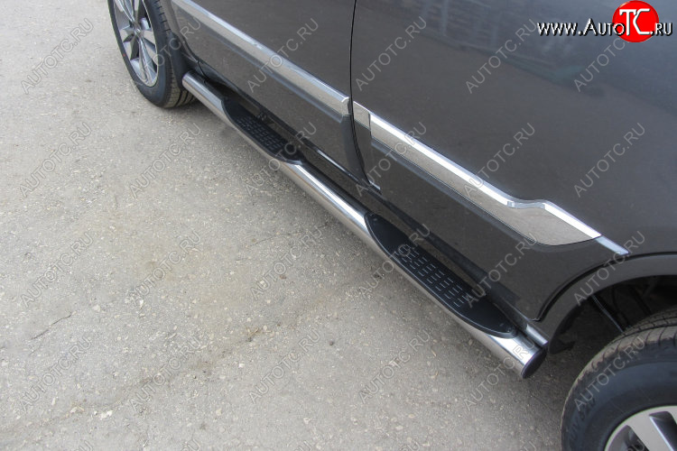 17 699 р. Защита порогов Slitkoff (Ø 76 мм, с проступями)  Chery Tiggo 3 (2014-2020) (Полированная нержавейка)  с доставкой в г. Воронеж