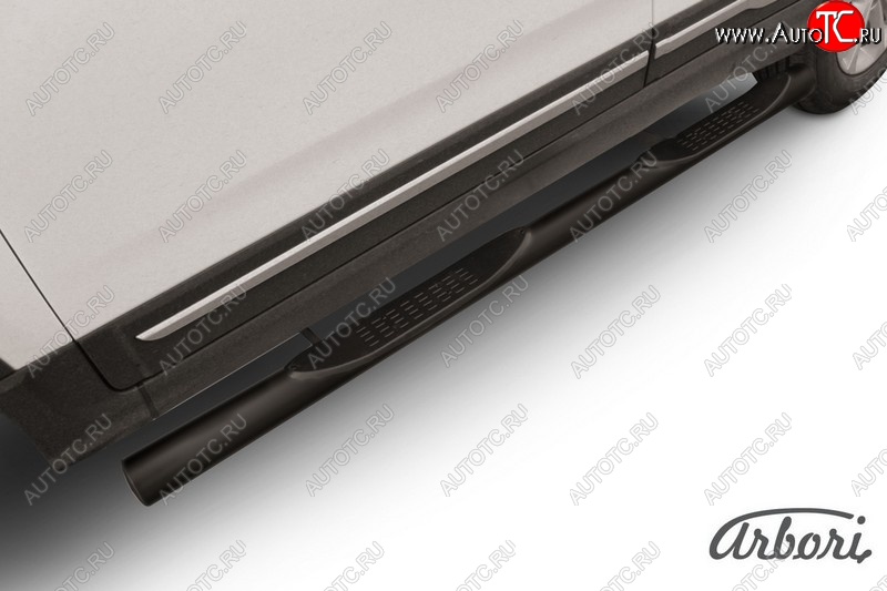 7 703 р. Защита штатных порогов Arbori (с проступью, черная, d57 mm). Chery Tiggo 5 (T21) дорестайлинг (2014-2017)  с доставкой в г. Воронеж
