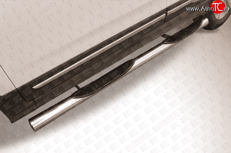 17 699 р. Защита порогов из трубы d76 мм с пластиковыми вставками для ног Slitkoff Chery Tiggo 5 (T21) дорестайлинг (2014-2017) (Нержавейка, Полированная)  с доставкой в г. Воронеж