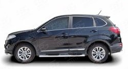83 999 р. Защита порогов с пластиковыми вставками для ног из круглой трубы диаметром 76 мм Russtal Chery Tiggo 5 (T21) дорестайлинг (2014-2017) (Защита порогов с со скосами на торцах (вариант 1))  с доставкой в г. Воронеж. Увеличить фотографию 2