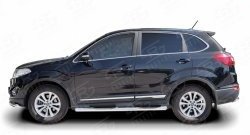 83 999 р. Защита порогов с пластиковыми вставками для ног из круглой трубы диаметром 76 мм Russtal Chery Tiggo 5 (T21) дорестайлинг (2014-2017) (Защита порогов с со скосами на торцах (вариант 1))  с доставкой в г. Воронеж. Увеличить фотографию 3