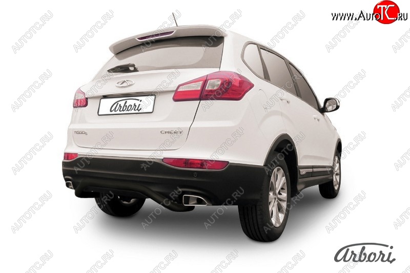 6 029 р. Защита заднего бампера Arbori (скоба, черная, 1 труба d57 mm). Chery Tiggo 5 (T21) дорестайлинг (2014-2017)  с доставкой в г. Воронеж