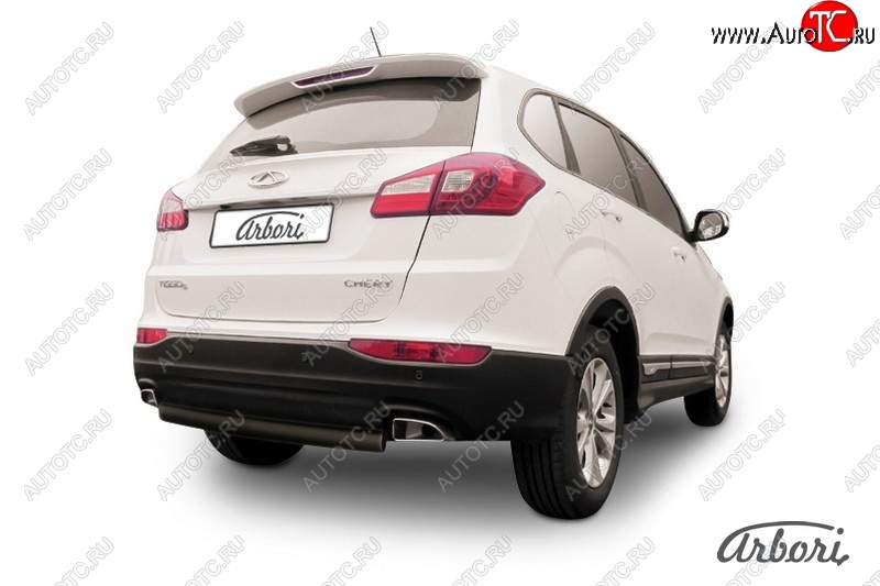 5 399 р. Защита заднего бампера Arbori (черная, 1 труба d57 mm). Chery Tiggo 5 (T21) дорестайлинг (2014-2017)  с доставкой в г. Воронеж