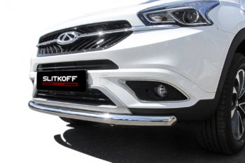 10 849 р. Защита переднего бампера Slitkoff (Ø 57 мм)  Chery Tiggo 7 (2016-2020) (Полированная нержавейка)  с доставкой в г. Воронеж. Увеличить фотографию 3