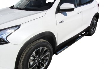 17 899 р. Защита порогов Slitkoff (Ø 76 мм, с проступями)  Chery Tiggo 7 (2016-2020) (Полированная нержавейка)  с доставкой в г. Воронеж. Увеличить фотографию 2