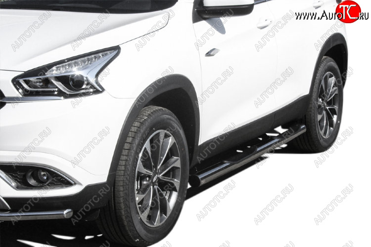 17 899 р. Защита порогов Slitkoff (Ø 76 мм, с проступями)  Chery Tiggo 7 (2016-2020) (Полированная нержавейка)  с доставкой в г. Воронеж