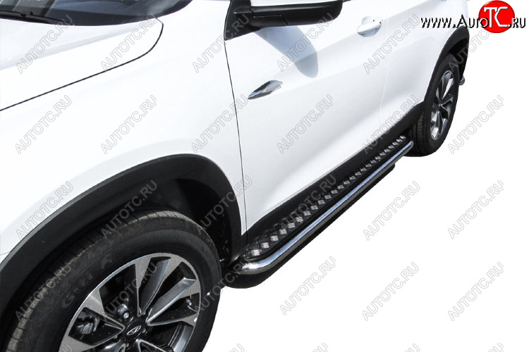 17 899 р. Защита порогов Slitkoff (Ø 57 мм, с листом) Chery Tiggo 7 (2016-2020)  с доставкой в г. Воронеж