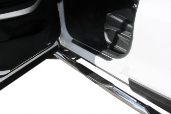 17 899 р. Защита порогов Slitkoff (Ø 76 мм, с проступями)  Chery Tiggo 4 (2018-2023) 1-ый рестайлинг (Полированная нержавейка)  с доставкой в г. Воронеж. Увеличить фотографию 2