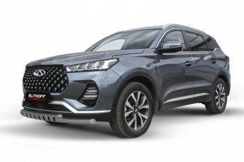 Защита переднего бампера Slitkoff (Ø 57+Ø 42 мм). Chery Tiggo 7 Pro Max T1E дорестайлинг (2022-2025)