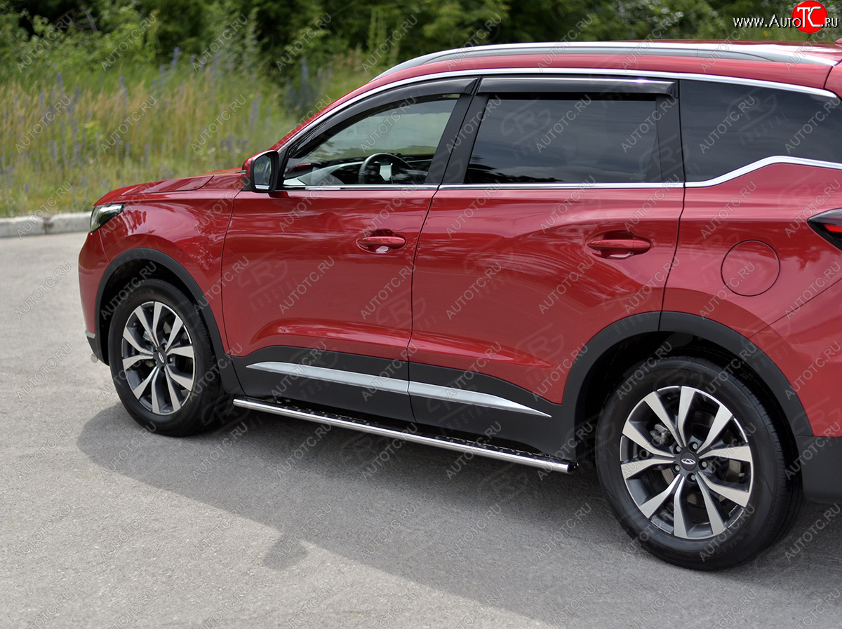 23 749 р. Защита порогов (Ø75х42 мм, с проступью) Russtal Chery Tiggo 7 PRO (2019-2025)  с доставкой в г. Воронеж