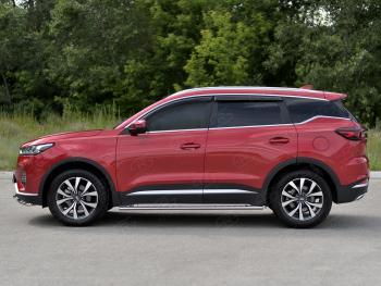 23 749 р. Защита порогов (Ø75х42 мм, с проступью) Russtal Chery Tiggo 7 PRO (2019-2025)  с доставкой в г. Воронеж. Увеличить фотографию 3