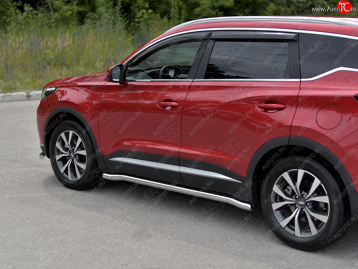 17 499 р. Защита порогов SLITKOFF (Ø63 мм, нержавейка) SLITKOFF  Chery Tiggo 7 PRO (2019-2025) (круглые торцы)  с доставкой в г. Воронеж