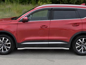 17 499 р. Защита порогов SLITKOFF (Ø63 мм, нержавейка) SLITKOFF  Chery Tiggo 7 PRO (2019-2025) (круглые торцы)  с доставкой в г. Воронеж. Увеличить фотографию 2