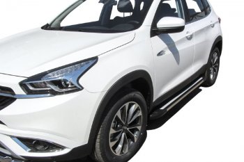 11 299 р. Пороги алюминиевые Slitkoff  Chery Tiggo 7 - Tiggo 7 PRO (Luxe Black)  с доставкой в г. Воронеж. Увеличить фотографию 3