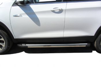 11 299 р. Пороги алюминиевые Slitkoff  Chery Tiggo 7 - Tiggo 7 PRO (Luxe Black)  с доставкой в г. Воронеж. Увеличить фотографию 2