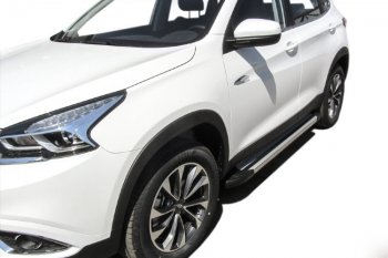 10 699 р. Пороги алюминиевые Slitkoff  Chery Tiggo 7 - Tiggo 7 PRO (Luxe Silver)  с доставкой в г. Воронеж. Увеличить фотографию 3