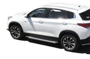 10 699 р. Пороги алюминиевые Slitkoff  Chery Tiggo 7 - Tiggo 7 PRO (Luxe Silver)  с доставкой в г. Воронеж. Увеличить фотографию 2