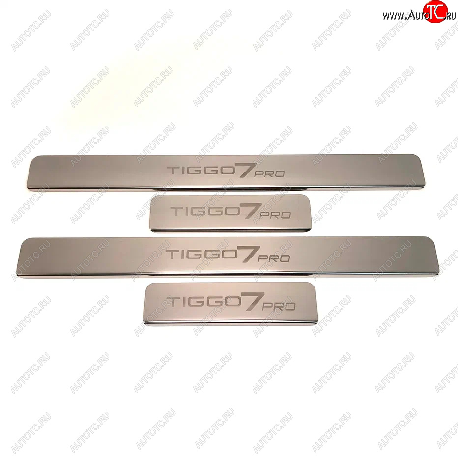 2 179 р. Накладки порожков салона INOX Chery Tiggo 7 PRO (2019-2025) (Нержавеющая сталь)  с доставкой в г. Воронеж
