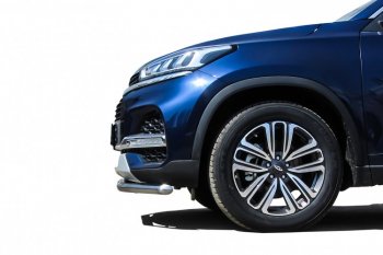 11 599 р. Защита переднего бампера Slitkoff (Ø 57 мм)  Chery Tiggo 8  1 T18 (2019-2023) рестайлинг (Полированная нержавейка)  с доставкой в г. Воронеж. Увеличить фотографию 3