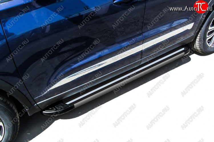 11 299 р. Пороги алюминиевые Slitkoff  Chery Tiggo 8  1 T18 (2019-2023) рестайлинг (Luxe Black)  с доставкой в г. Воронеж