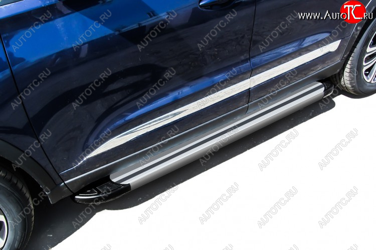 10 699 р. Пороги алюминиевые Slitkoff  Chery Tiggo 8  1 T18 (2019-2023) рестайлинг (Luxe Silver)  с доставкой в г. Воронеж