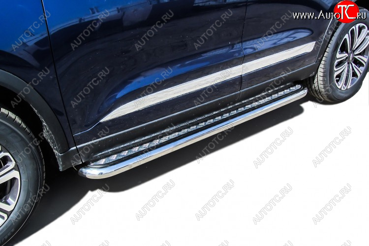 17 699 р. Защита порогов Slitkoff (Ø 57 мм, с листом) Chery Tiggo 8 1 T18 рестайлинг (2019-2023)  с доставкой в г. Воронеж