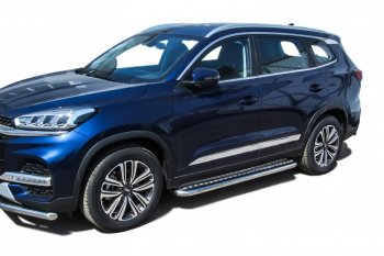 17 699 р. Защита порогов Slitkoff (Ø 57 мм, с листом) Chery Tiggo 8 1 T18 рестайлинг (2019-2023)  с доставкой в г. Воронеж. Увеличить фотографию 3