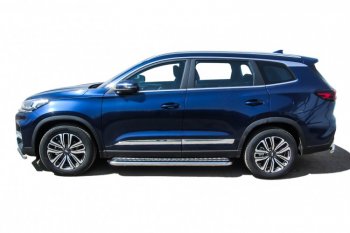 17 699 р. Защита порогов Slitkoff (Ø 57 мм, с листом) Chery Tiggo 8 1 T18 рестайлинг (2019-2023)  с доставкой в г. Воронеж. Увеличить фотографию 2