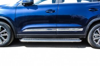 17 699 р. Защита порогов Slitkoff (Ø 57 мм, с листом) Chery Tiggo 8 1 T18 рестайлинг (2019-2023)  с доставкой в г. Воронеж. Увеличить фотографию 5