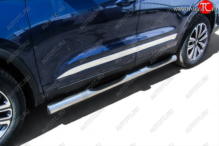 17 699 р. Защита порогов Slitkoff (Ø 76 мм, с проступями)  Chery Tiggo 8 ( (T18),  1 T18) (2018-2023) дорестайлинг, рестайлинг (Полированная нержавейка)  с доставкой в г. Воронеж
