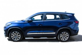 17 699 р. Защита порогов Slitkoff (Ø 76 мм, с проступями)  Chery Tiggo 8 ( (T18),  1 T18) (2018-2023) дорестайлинг, рестайлинг (Полированная нержавейка)  с доставкой в г. Воронеж. Увеличить фотографию 3