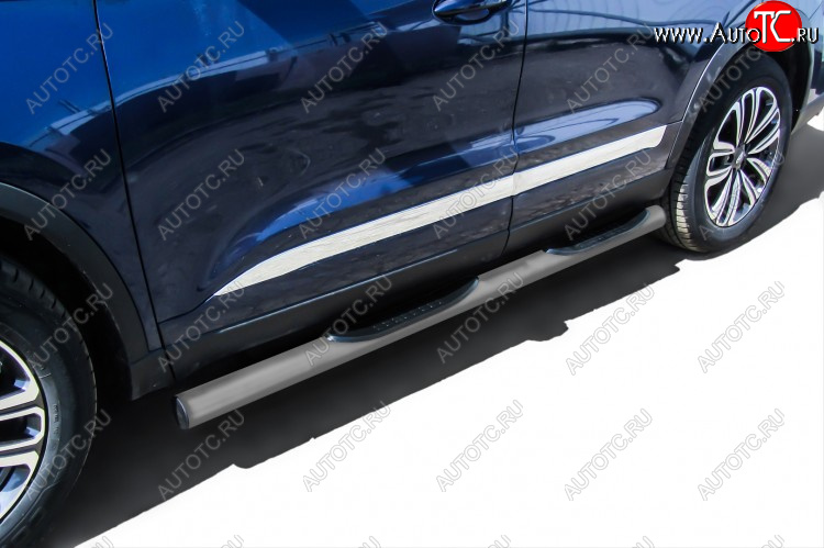 12 399 р. Защита порогов Slitkoff (Ø 76 мм, с проступями)  Chery Tiggo 8 ( (T18),  1 T18) (2018-2023) дорестайлинг, рестайлинг (Цвет: серебристый)  с доставкой в г. Воронеж