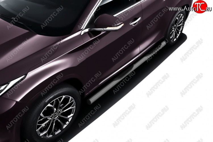 12 499 р. Защита порогов Slitkoff (Ø 76 мм, с проступями).  EXEED TXL (2020-2021)  дорестайлинг (Цвет: серебристый)  с доставкой в г. Воронеж