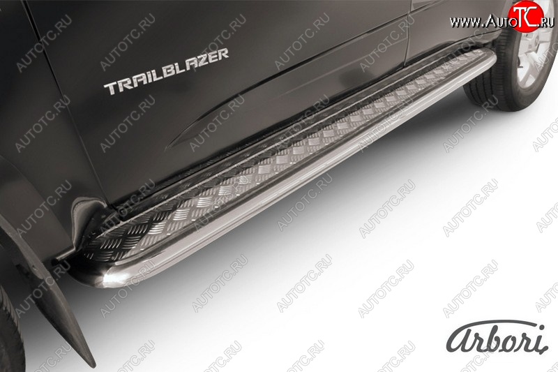 15 749 р. Порожки для ног Arbori (нержавейка, алюминий, d57) Chevrolet Trailblazer GM800 дорестайлинг (2012-2016)  с доставкой в г. Воронеж
