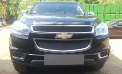 1 469 р. Нижняя сетка на бампер Russtal (черная) Chevrolet Trailblazer GM800 дорестайлинг (2012-2016)  с доставкой в г. Воронеж. Увеличить фотографию 1