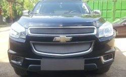 1 539 р. Нижняя сетка на бампер Russtal (хром)  Chevrolet Trailblazer  GM800 (2012-2016) дорестайлинг  с доставкой в г. Воронеж. Увеличить фотографию 2