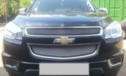 1 539 р. Нижняя сетка на бампер Russtal (хром) Chevrolet Trailblazer GM800 дорестайлинг (2012-2016)  с доставкой в г. Воронеж. Увеличить фотографию 3