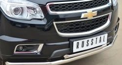 23 999 р. Защита переднего бампера (2 трубыØ63 и 42 мм, нержавейка) SLITKOFF  Chevrolet Trailblazer  GM800 (2012-2016) дорестайлинг  с доставкой в г. Воронеж. Увеличить фотографию 2