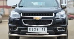 23 999 р. Защита переднего бампера (2 трубыØ63 и 42 мм, нержавейка) SLITKOFF  Chevrolet Trailblazer  GM800 (2012-2016) дорестайлинг  с доставкой в г. Воронеж. Увеличить фотографию 1