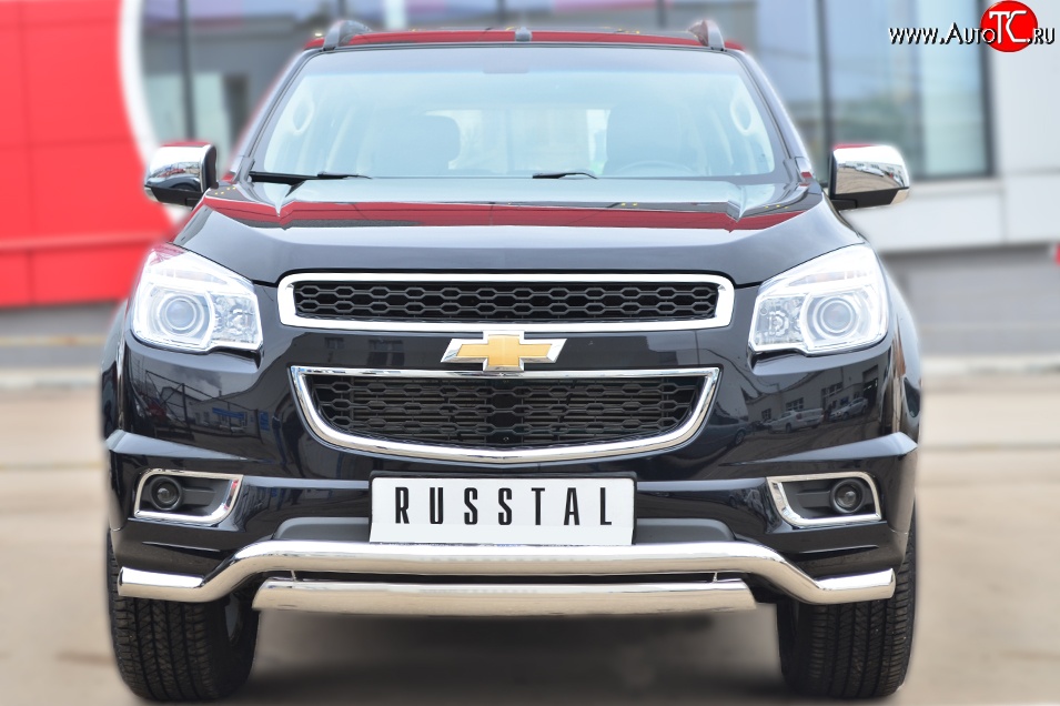 18 999 р. Защита переднего бампера (2 трубыØ76х42 и 63 мм, нержавейка) Russtal Chevrolet Trailblazer GM800 дорестайлинг (2012-2016)  с доставкой в г. Воронеж