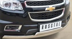 27 999 р. Защита переднего бампера (2 трубыØ75х42 мм, нержавейка) Russtal Chevrolet Trailblazer GM800 дорестайлинг (2012-2016)  с доставкой в г. Воронеж. Увеличить фотографию 2