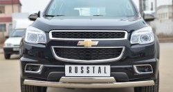 27 999 р. Защита переднего бампера (2 трубыØ75х42 мм, нержавейка) Russtal Chevrolet Trailblazer GM800 дорестайлинг (2012-2016)  с доставкой в г. Воронеж. Увеличить фотографию 1