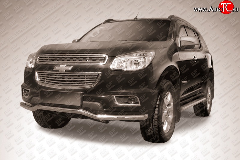 10 849 р. Защита переднего бампера Slitkoff (волна, d57)  Chevrolet Trailblazer  GM800 (2012-2016) дорестайлинг (Сталь с полимерным покрытием. Цвет: серебристый)  с доставкой в г. Воронеж