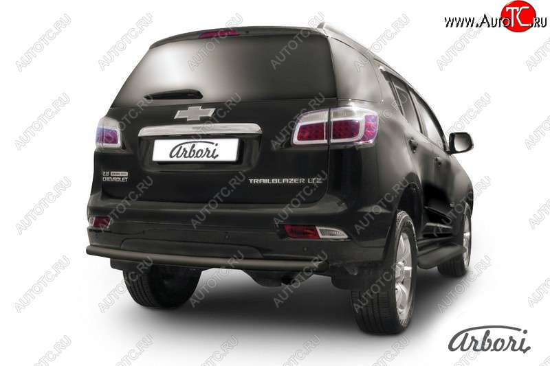 6 029 р. Защита заднего бампера Arbori (черная, 1 труба d57 mm). Chevrolet Trailblazer GM800 дорестайлинг (2012-2016)  с доставкой в г. Воронеж
