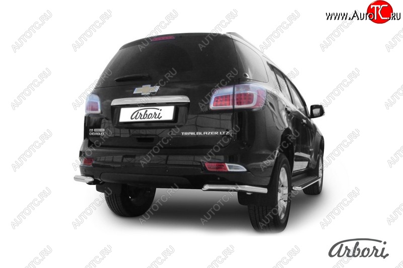 10 549 р. Защита заднего бампера Arbori (уголки, нержавейка, 1 труба d57 mm). Chevrolet Trailblazer GM800 дорестайлинг (2012-2016)  с доставкой в г. Воронеж