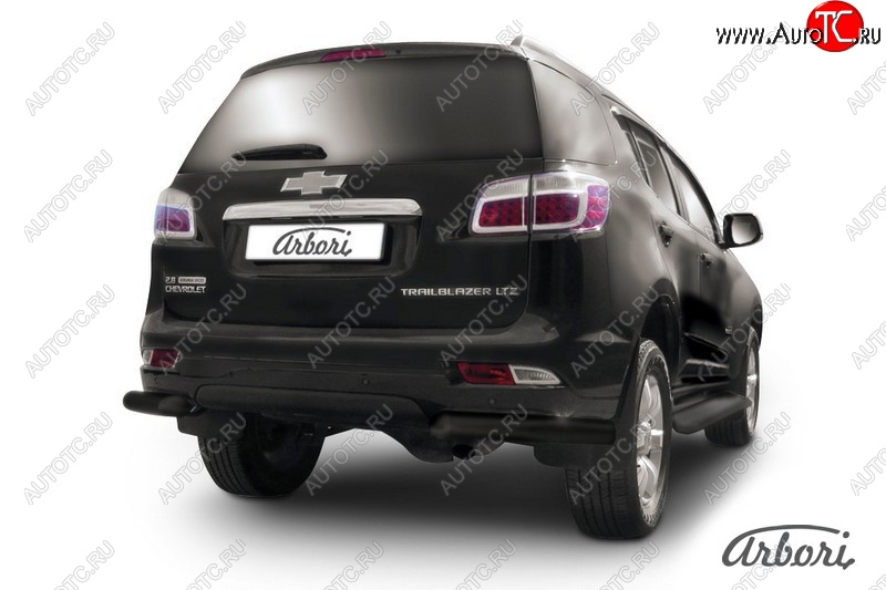 6 849 р. Защита заднего бампера Arbori (уголки, черная, d76 mm). Chevrolet Trailblazer GM800 дорестайлинг (2012-2016)  с доставкой в г. Воронеж