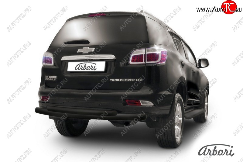 8 819 р. Защита заднего бампера Arbori (уголки, черная, 1 труба d76 mm). Chevrolet Trailblazer GM800 дорестайлинг (2012-2016)  с доставкой в г. Воронеж