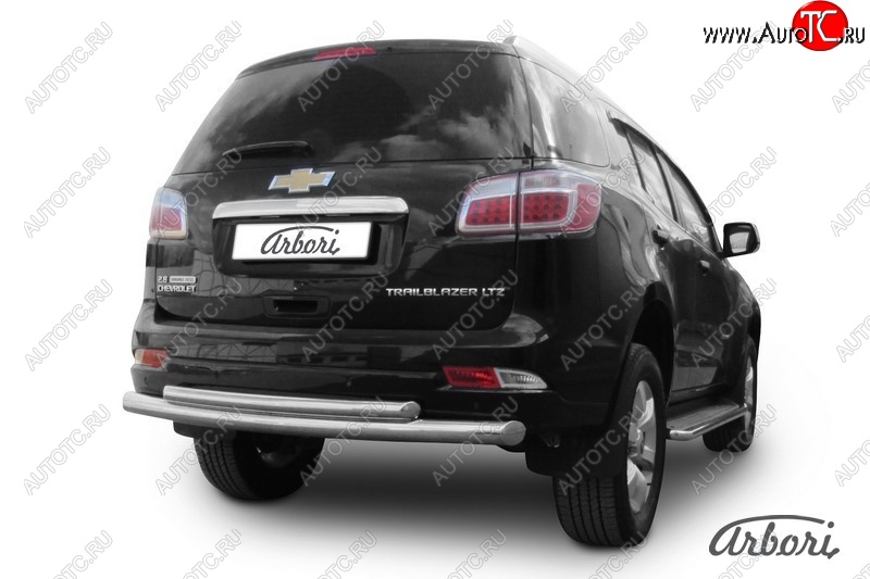 15 479 р. Защита заднего бампера Arbori (нержавейка, 2 трубы d76 и 57 mm).  Chevrolet Trailblazer  GM800 (2012-2016) дорестайлинг  с доставкой в г. Воронеж